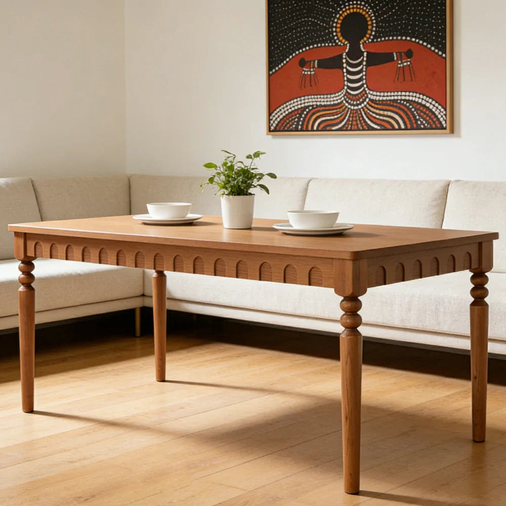 LUXORA 140/160cm New Zealand Pine Solid Wood Dining Table - French Vintage Style Thick Solid Wood Top Stable Structure for Dining & Living Spaces - Walnut