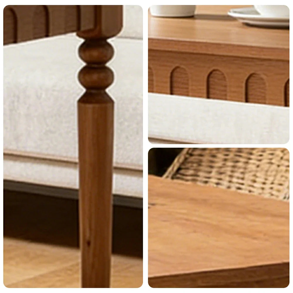 LUXORA 140/160cm New Zealand Pine Solid Wood Dining Table - French Vintage Style Thick Solid Wood Top Stable Structure for Dining & Living Spaces - Walnut