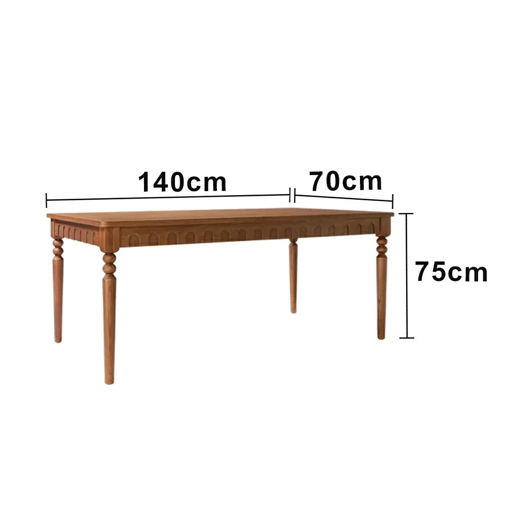 LUXORA 140/160cm New Zealand Pine Solid Wood Dining Table - French Vintage Style Thick Solid Wood Top Stable Structure for Dining & Living Spaces - Walnut