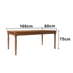 LUXORA 140/160cm New Zealand Pine Solid Wood Dining Table - French Vintage Style Thick Solid Wood Top Stable Structure for Dining & Living Spaces - Walnut