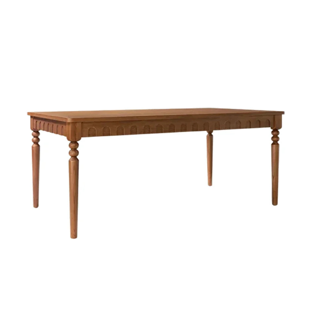 LUXORA 140/160cm New Zealand Pine Solid Wood Dining Table - French Vintage Style Thick Solid Wood Top Stable Structure for Dining & Living Spaces - Walnut