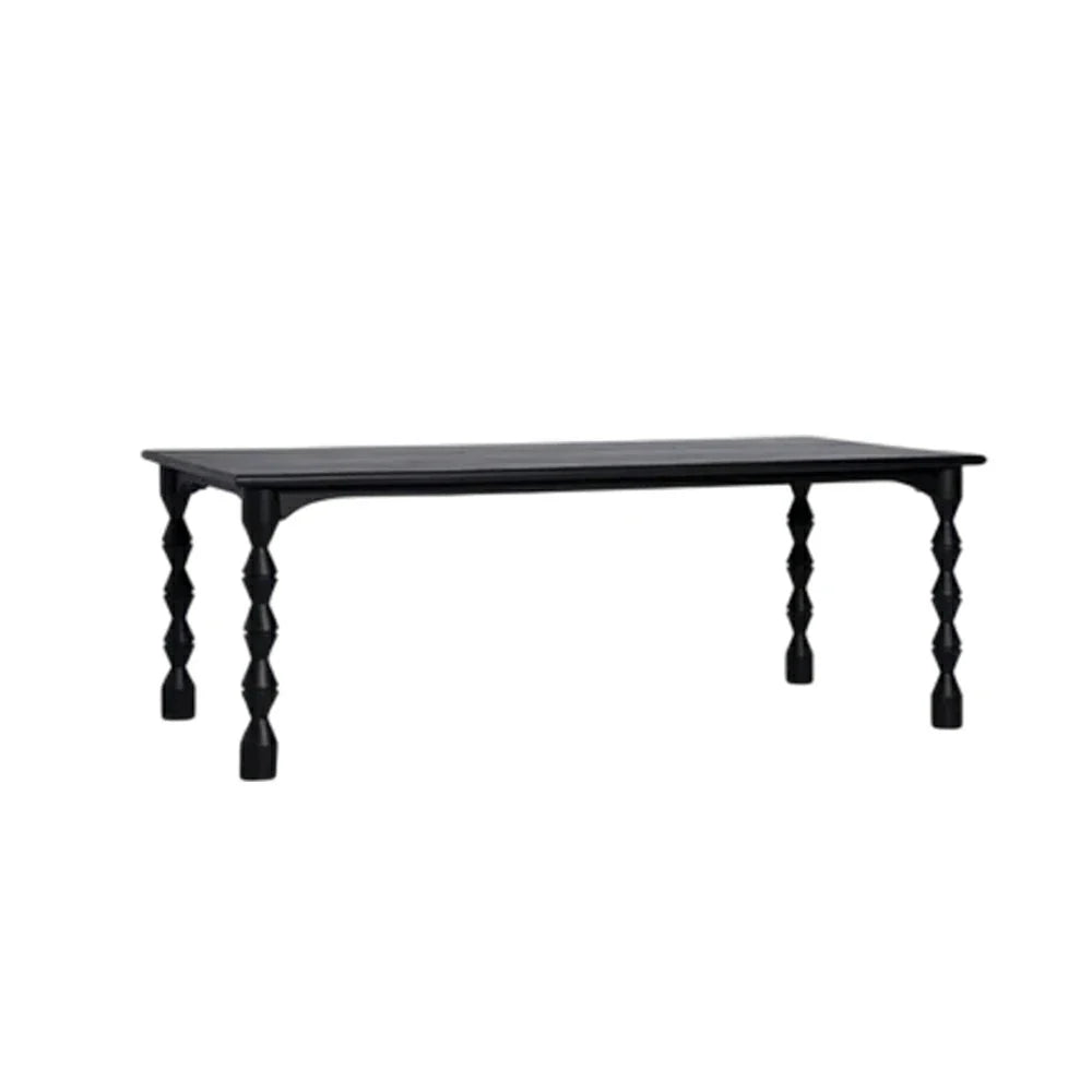 LUXORA 140/160cm American Solid Wood Dining Table - Turned Leg Design Rustic Vintage Style Durable Table for Dining & Living Spaces - Black