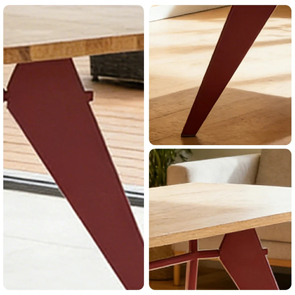 LUXORA 140/160cm New Zealand Pine Solid Wood Dining Table - Nordic Bauhaus Design Thick Wood Top Stable Metal Legs for Dining & Work Spaces - Natural & Red