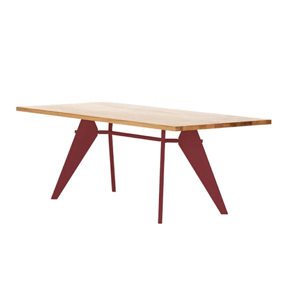 LUXORA 140/160cm New Zealand Pine Solid Wood Dining Table - Nordic Bauhaus Design Thick Wood Top Stable Metal Legs for Dining & Work Spaces - Natural & Red