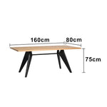 LUXORA 140/160cm New Zealand Pine Solid Wood Dining Table - Nordic Bauhaus Design Thick Wood Top Stable Metal Legs for Dining & Work Spaces - Natural & Black