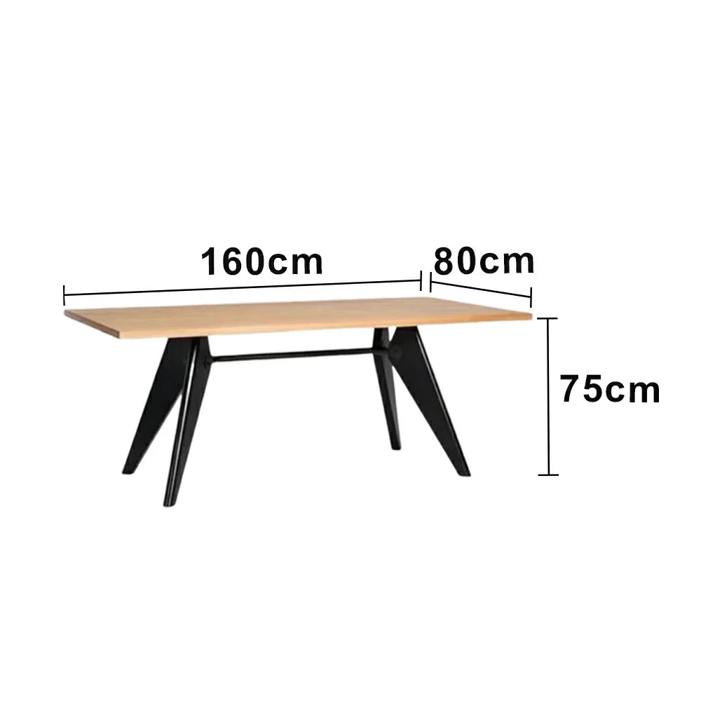 LUXORA 140/160cm New Zealand Pine Solid Wood Dining Table - Nordic Bauhaus Design Thick Wood Top Stable Metal Legs for Dining & Work Spaces - Natural & Black