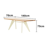 LUXORA 140/160cm New Zealand Pine Solid Wood Dining Table - Nordic Bauhaus Design Thick Wood Top Stable Metal Legs for Dining & Work Spaces - Natural & Beige