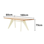 LUXORA 140/160cm New Zealand Pine Solid Wood Dining Table - Nordic Bauhaus Design Thick Wood Top Stable Metal Legs for Dining & Work Spaces - Natural & Beige