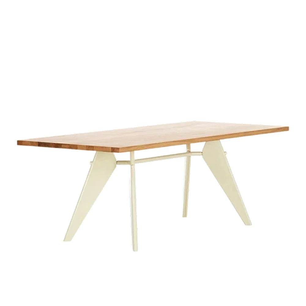 LUXORA 140/160cm New Zealand Pine Solid Wood Dining Table - Nordic Bauhaus Design Thick Wood Top Stable Metal Legs for Dining & Work Spaces - Natural & Beige