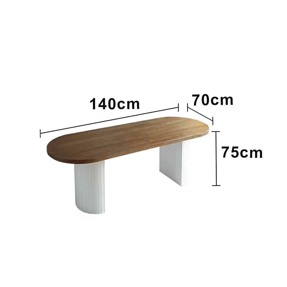 LUXORA 140/160cm Solid Wood Oval Dining Table - Nordic Minimalist Design Smooth Rounded Edges Pedestal Base Table for Dining & Living Spaces - Natural