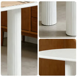 LUXORA 140/160cm French Solid Wood Long Table - Cream Minimalist Design Rounded Edges Stable Pedestal Legs for Dining & Living Spaces - Beige