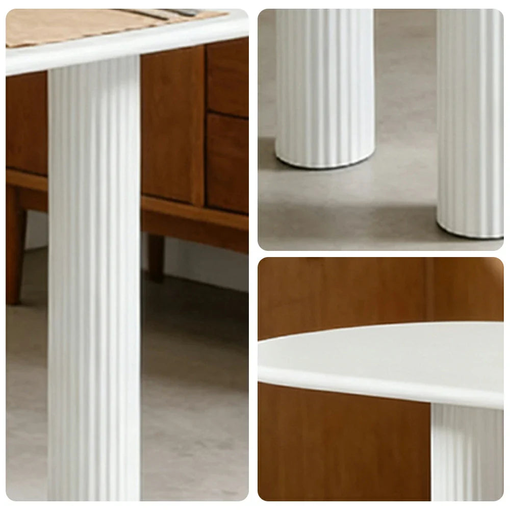 LUXORA 140/160cm French Solid Wood Long Table - Cream Minimalist Design Rounded Edges Stable Pedestal Legs for Dining & Living Spaces - Beige