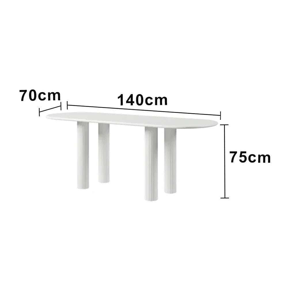 LUXORA 140/160cm French Solid Wood Long Table - Cream Minimalist Design Rounded Edges Stable Pedestal Legs for Dining & Living Spaces - Beige
