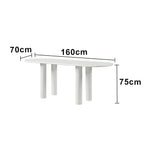 LUXORA 140/160cm French Solid Wood Long Table - Cream Minimalist Design Rounded Edges Stable Pedestal Legs for Dining & Living Spaces - Beige