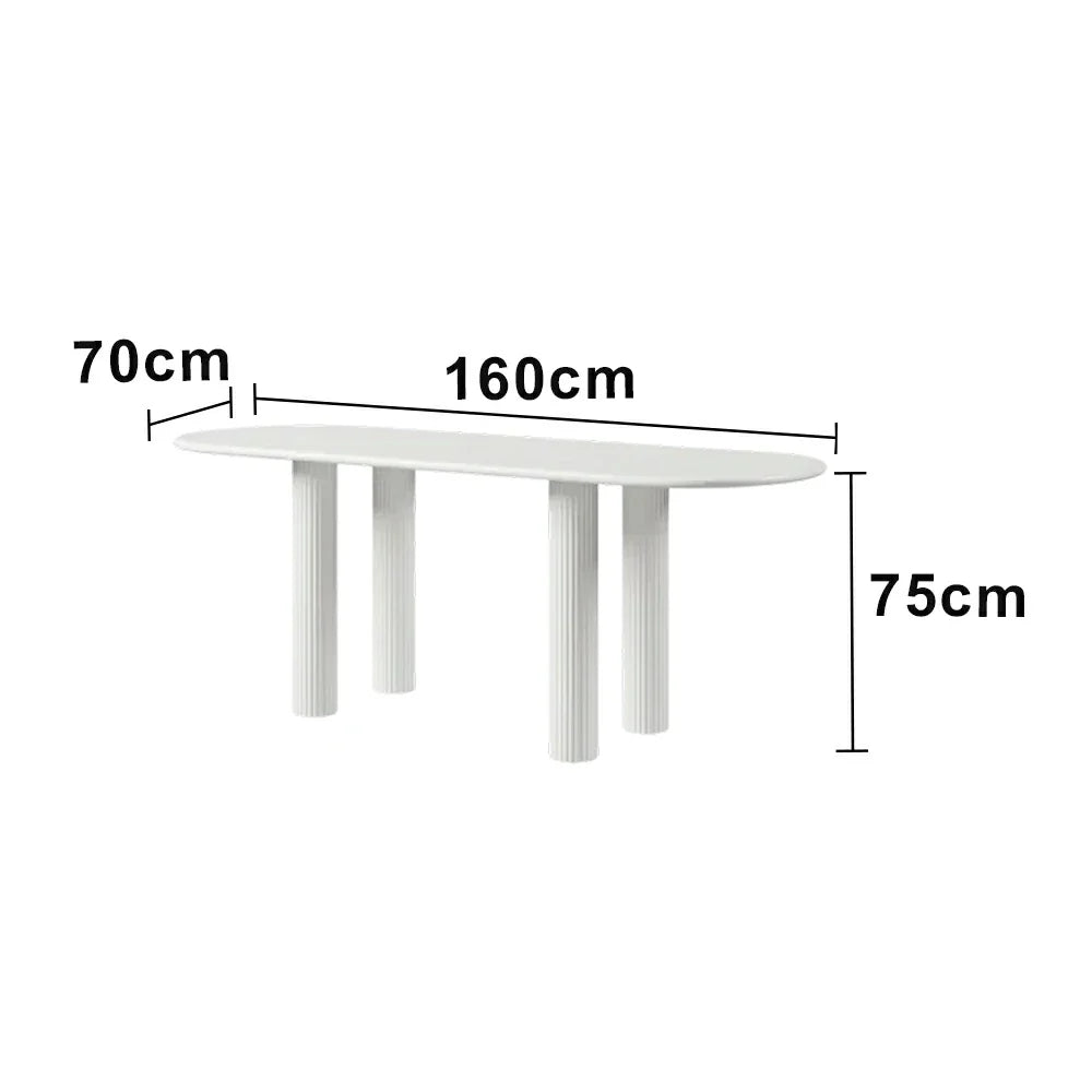 LUXORA 140/160cm French Solid Wood Long Table - Cream Minimalist Design Rounded Edges Stable Pedestal Legs for Dining & Living Spaces - Beige