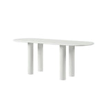 LUXORA 140/160cm French Solid Wood Long Table - Cream Minimalist Design Rounded Edges Stable Pedestal Legs for Dining & Living Spaces - Beige