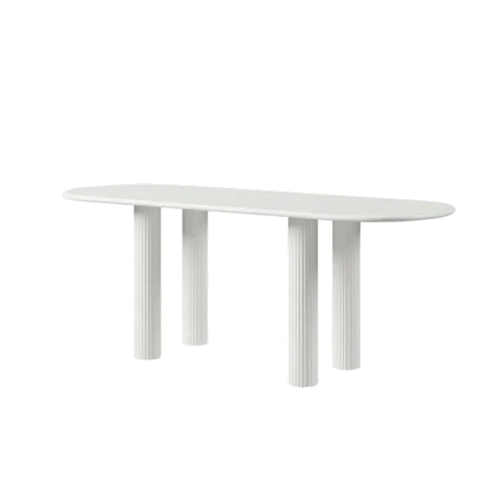 LUXORA 140/160cm French Solid Wood Long Table - Cream Minimalist Design Rounded Edges Stable Pedestal Legs for Dining & Living Spaces - Beige