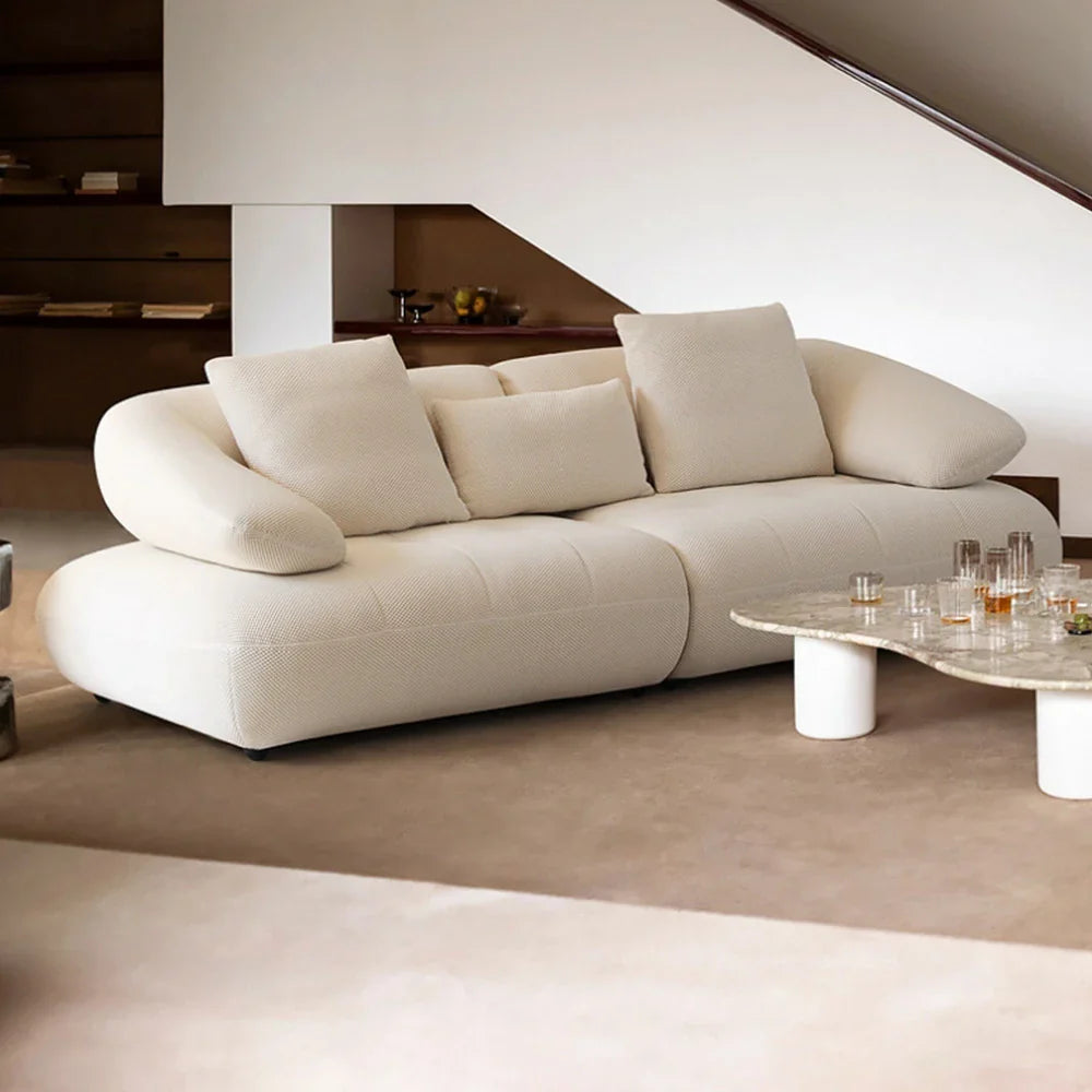 LUXORA Sofa with Adjustable Seat Depth - 3D Breathable Fabric, Wrap-Around Comfort Design - White