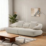 LUXORA Sofa with Adjustable Seat Depth - 3D Breathable Fabric, Wrap-Around Comfort Design - White