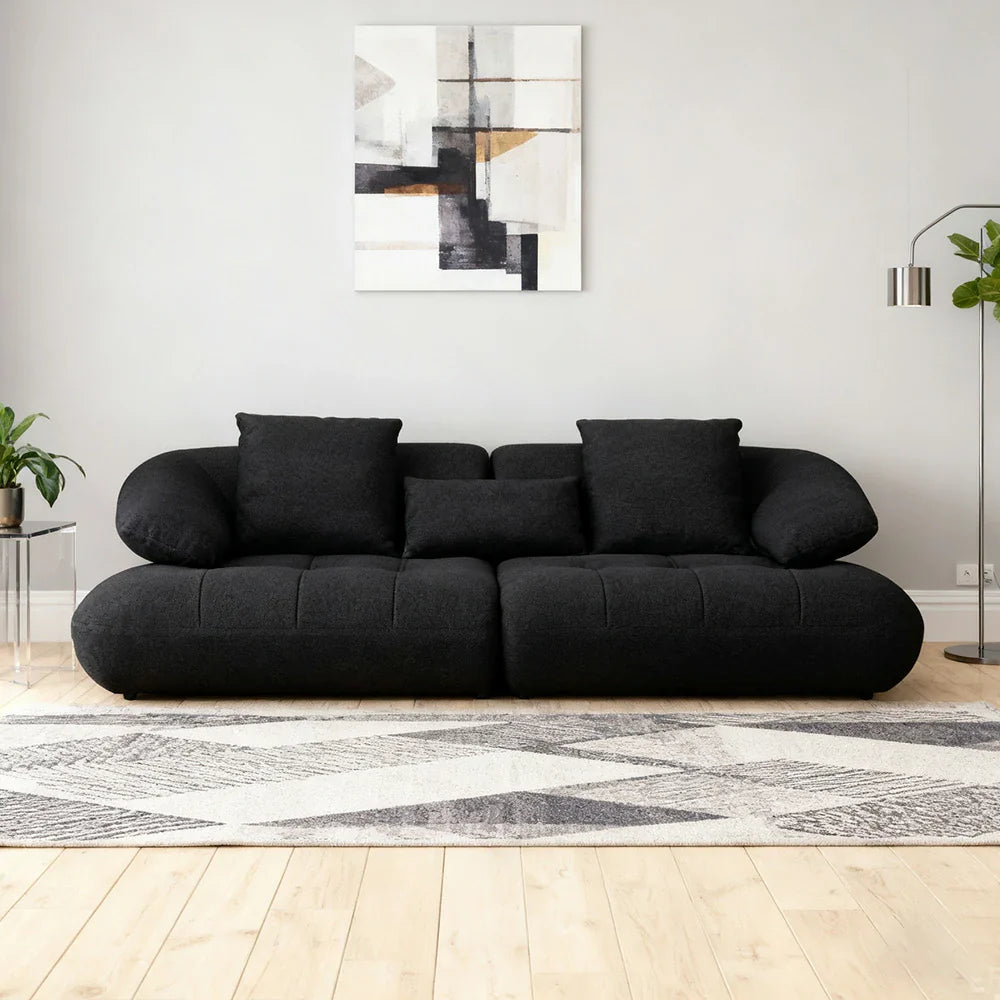 LUXORA Sofa with Adjustable Seat Depth - 3D Breathable Fabric, Wrap-Around Comfort Design - Black