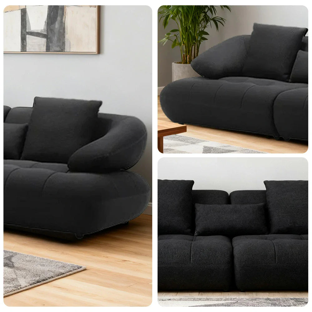 LUXORA Sofa with Adjustable Seat Depth - 3D Breathable Fabric, Wrap-Around Comfort Design - Black