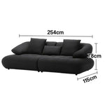 LUXORA Sofa with Adjustable Seat Depth - 3D Breathable Fabric, Wrap-Around Comfort Design - Black