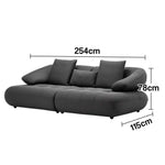 LUXORA Sofa with Adjustable Seat Depth - 3D Breathable Fabric, Wrap-Around Comfort Design - Grey