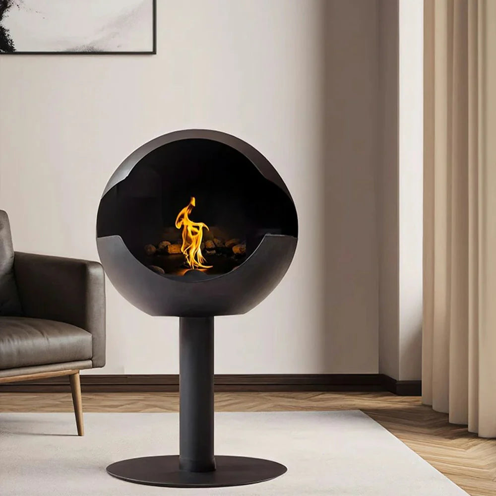 LIVARA Spherical Flame - Pit, Bio-Ethanol Fire Modern 360-degree Fireplace Eco-Friendly View, Clean 60cm/80cm High-Temperature Steel, Stainless Burning, Design