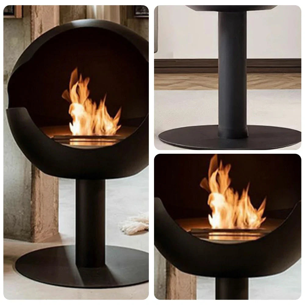 LIVARA Spherical Flame - Pit, Bio-Ethanol Fire Modern 360-degree Fireplace Eco-Friendly View, Clean 60cm/80cm High-Temperature Steel, Stainless Burning, Design