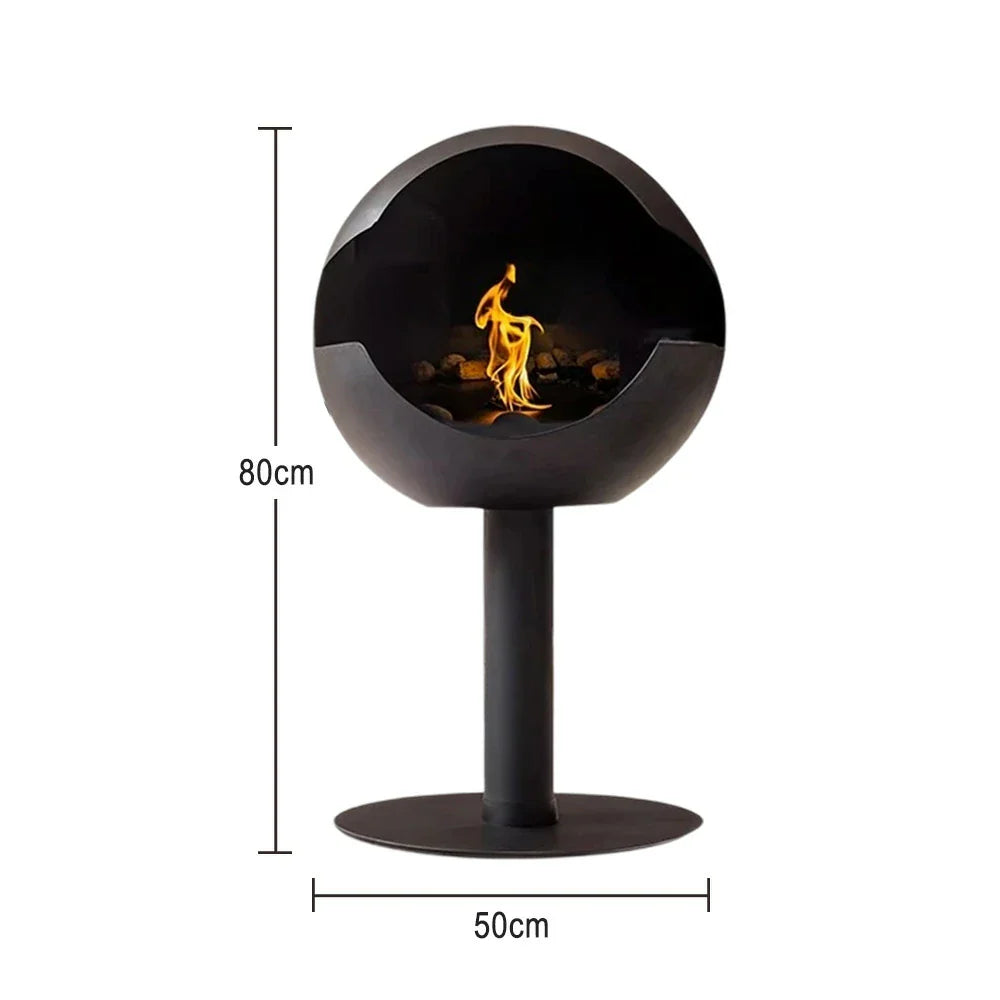 LIVARA Spherical Flame - Pit, Bio-Ethanol Fire Modern 360-degree Fireplace Eco-Friendly View, Clean 60cm/80cm High-Temperature Steel, Stainless Burning, Design