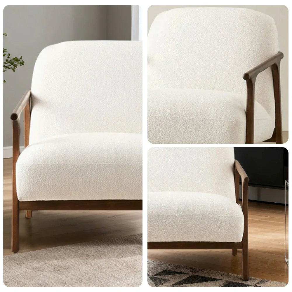 LUXORA Lounge Chair - Deep Seat Comfort, Cotton-Linen Upholstery, Relaxed Modern Style - White