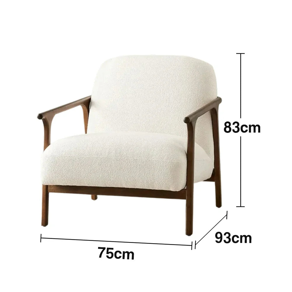 LUXORA Lounge Chair - Deep Seat Comfort, Cotton-Linen Upholstery, Relaxed Modern Style - White