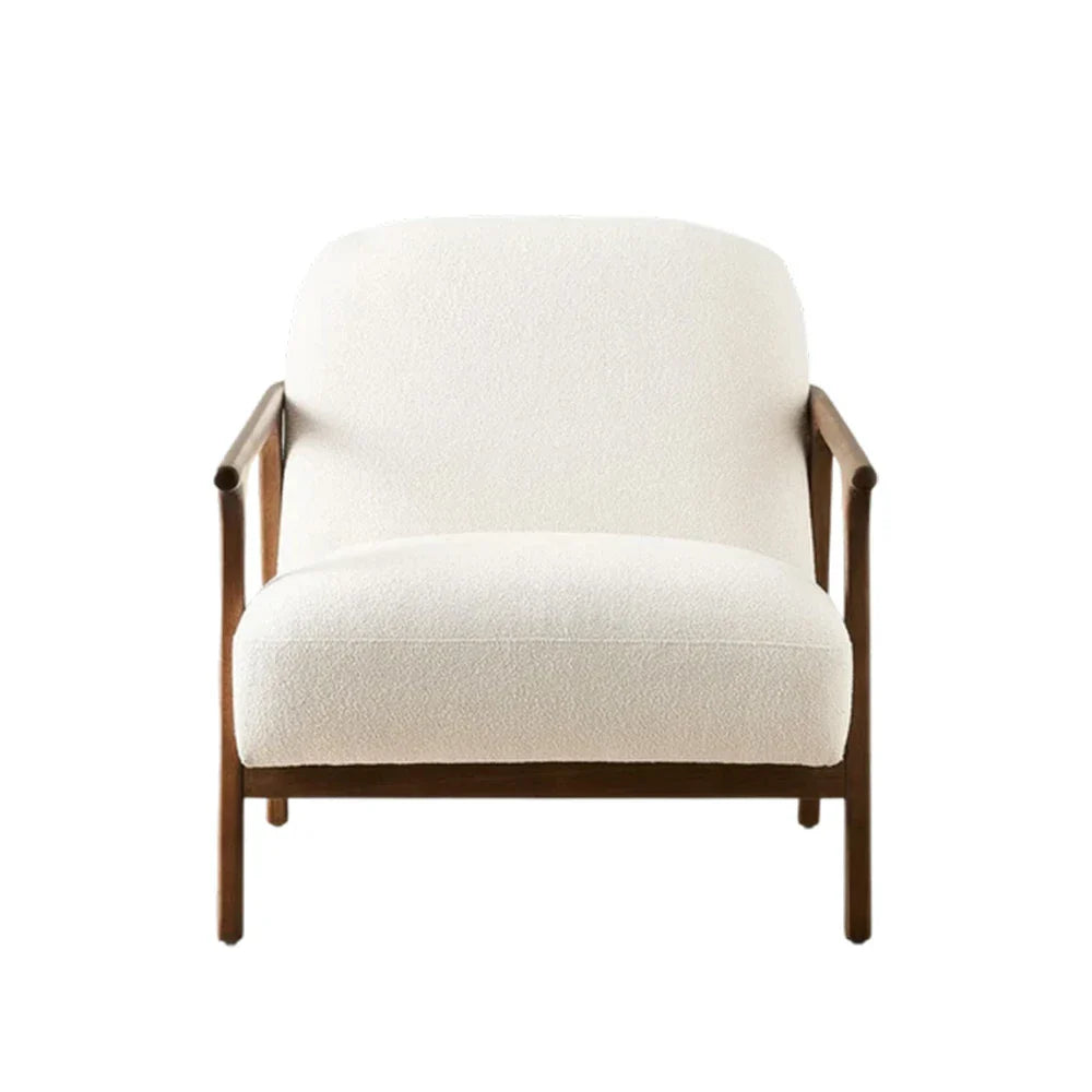 LUXORA Lounge Chair - Deep Seat Comfort, Cotton-Linen Upholstery, Relaxed Modern Style - White