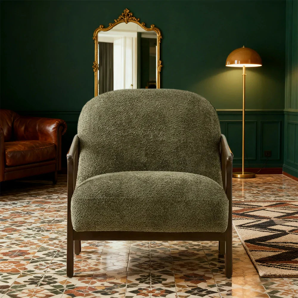 LUXORA Lounge Chair - Deep Seat Comfort, Cotton-Linen Upholstery, Relaxed Modern Style - Green