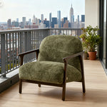 LUXORA Lounge Chair - Deep Seat Comfort, Cotton-Linen Upholstery, Relaxed Modern Style - Green
