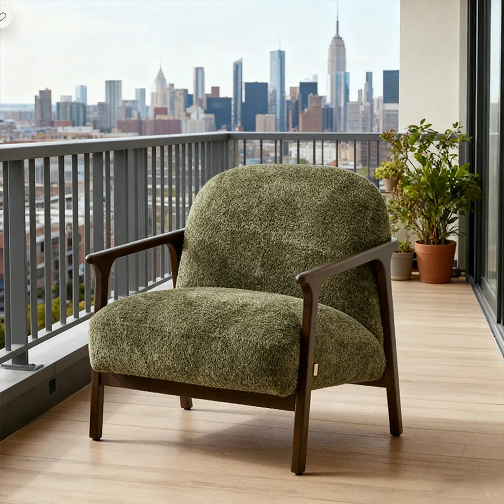 LUXORA Lounge Chair - Deep Seat Comfort, Cotton-Linen Upholstery, Relaxed Modern Style - Green