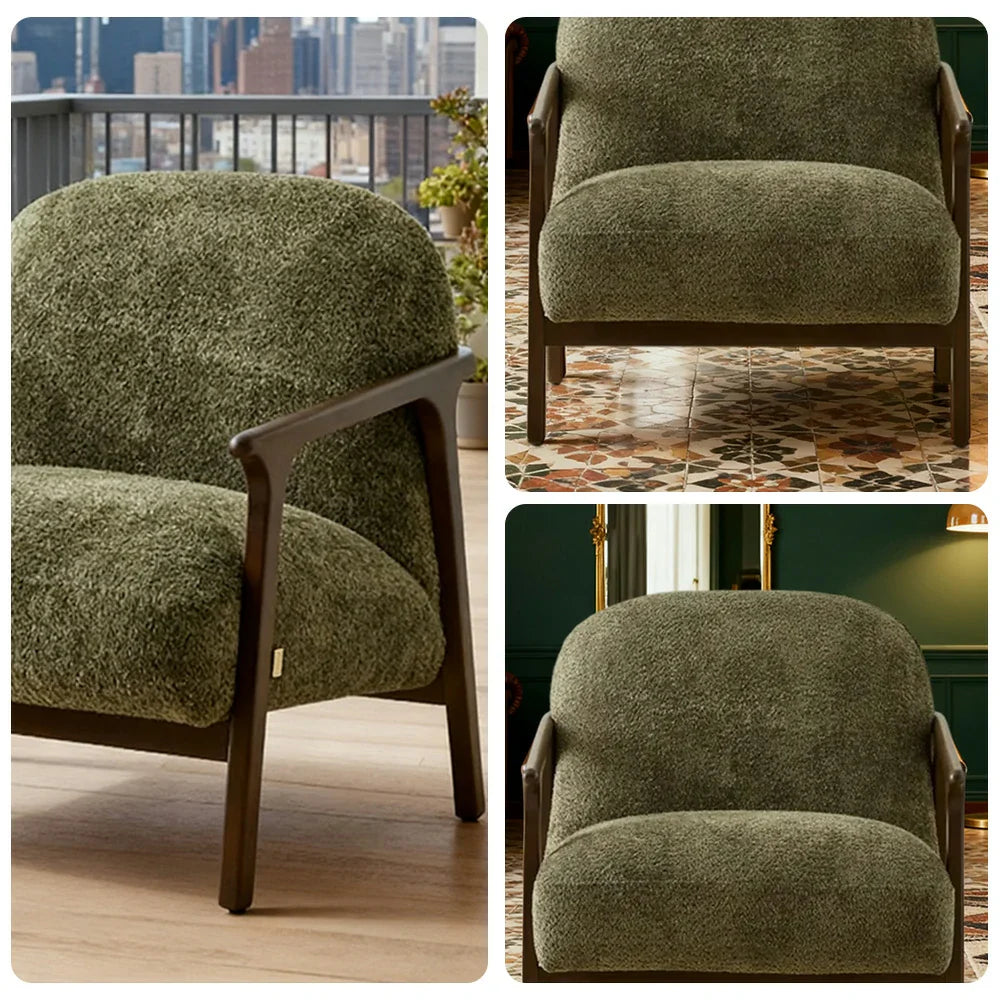 LUXORA Lounge Chair - Deep Seat Comfort, Cotton-Linen Upholstery, Relaxed Modern Style - Green