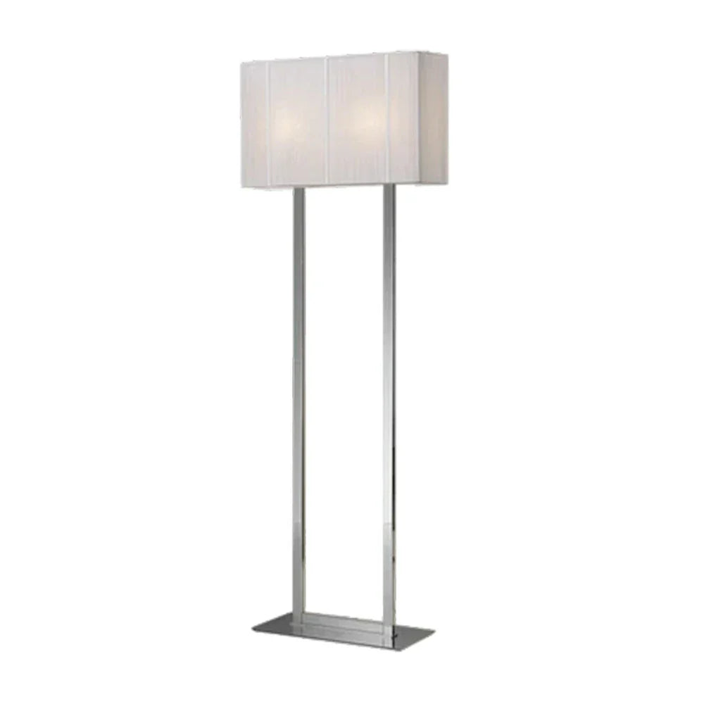 LUXORA Floor Lamp - Soft Ambient Lighting, Hand-Crafted Wire Design, White Shade, Metal Frame with Silver Base
