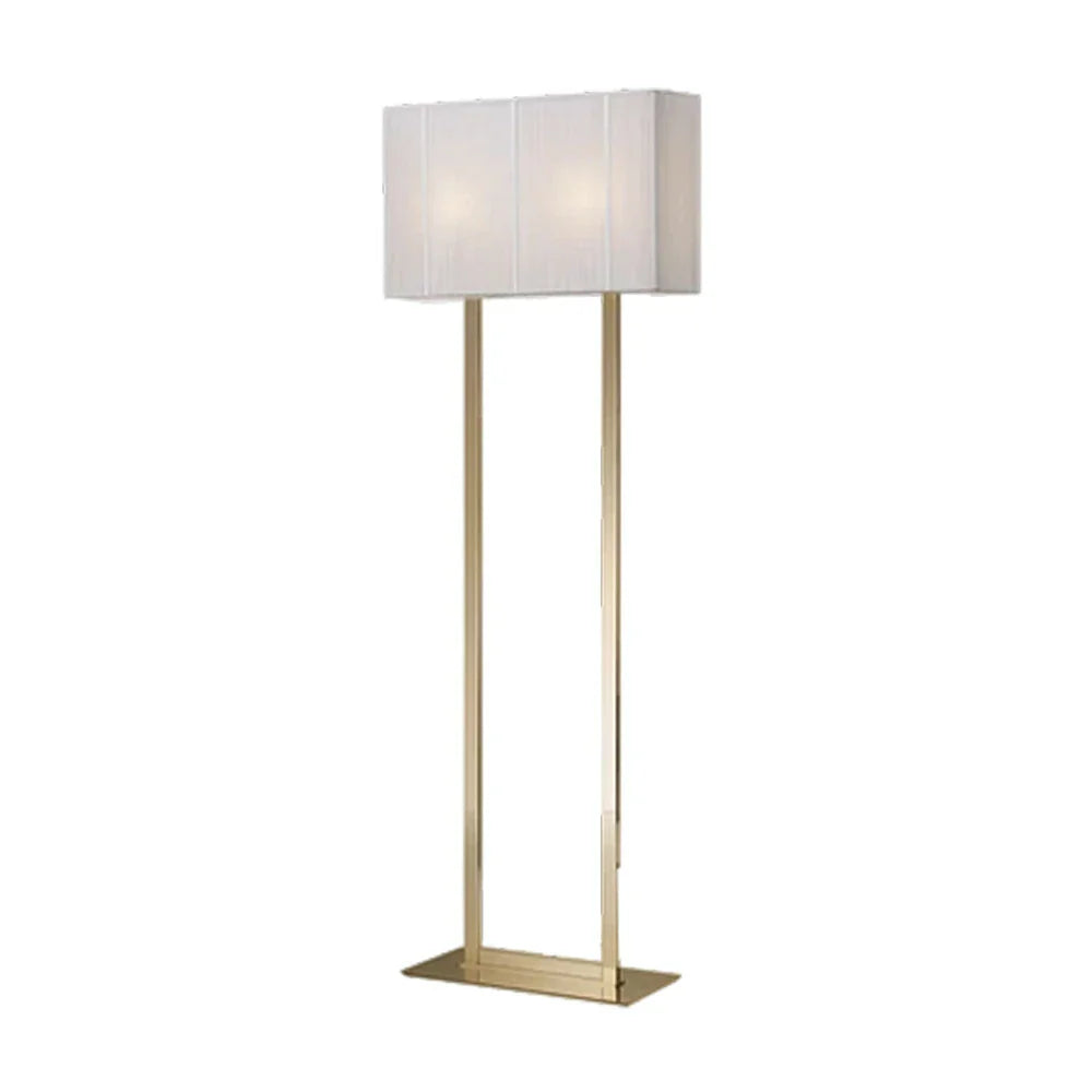 LUXORA Floor Lamp - Soft Ambient Lighting, Hand-Crafted Wire Design, White Shade, Metal Frame with Gold Base
