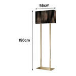 LUXORA Floor Lamp - Soft Ambient Lighting, Hand-Crafted Wire Design, Grey Shade, Metal Frame with Gold Base