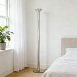 LUXORA Floor Lamp - Soft Ambient Lighting, Multi-Scene Use, Fabric Shade, Metal Frame with Stable Base - Silver