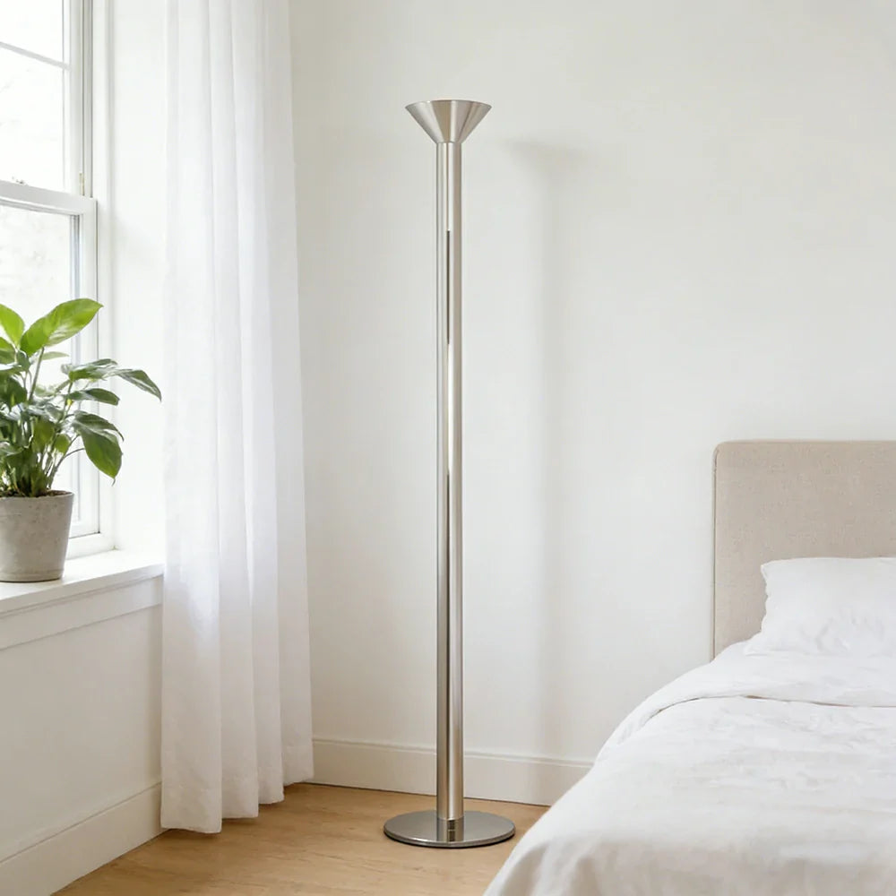LUXORA Floor Lamp - Soft Ambient Lighting, Multi-Scene Use, Fabric Shade, Metal Frame with Stable Base - Silver