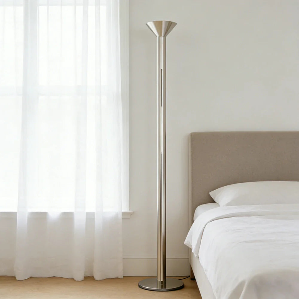 LUXORA Floor Lamp - Soft Ambient Lighting, Multi-Scene Use, Fabric Shade, Metal Frame with Stable Base - Silver