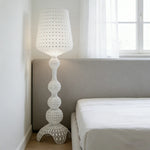 LUXORA Floor Lamp - Elegant Ambient Lighting, Adjustable Light Direction, Fabric Shade, Sturdy Metal Frame - White