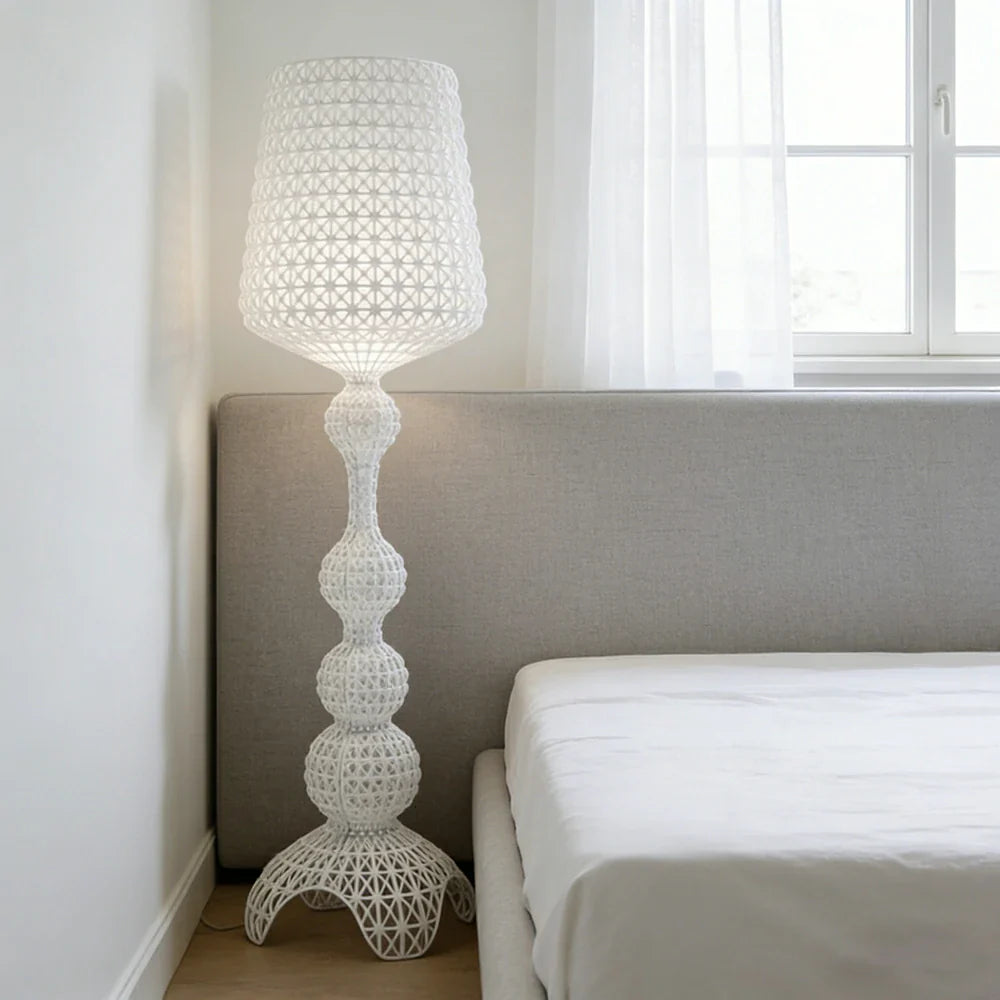 LUXORA Floor Lamp - Elegant Ambient Lighting, Adjustable Light Direction, Fabric Shade, Sturdy Metal Frame - White