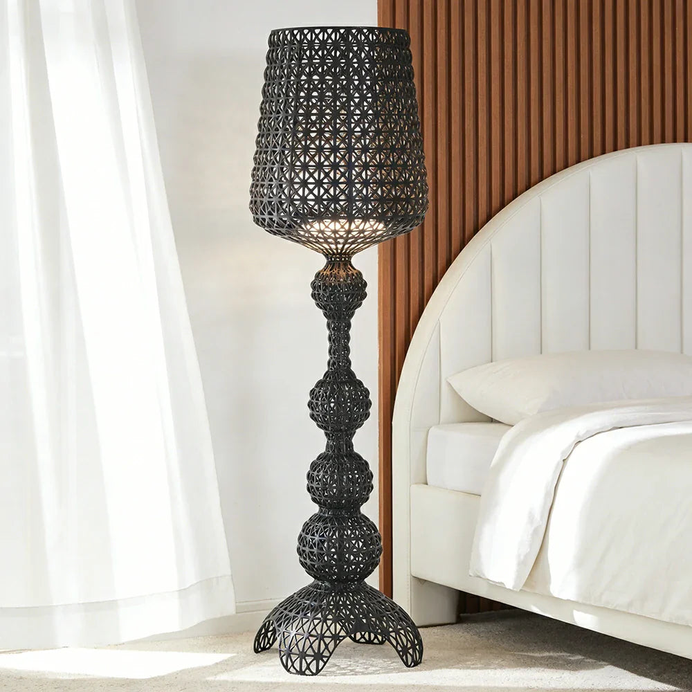 LUXORA Floor Lamp - Elegant Ambient Lighting, Adjustable Light Direction, Fabric Shade, Sturdy Metal Frame - Black