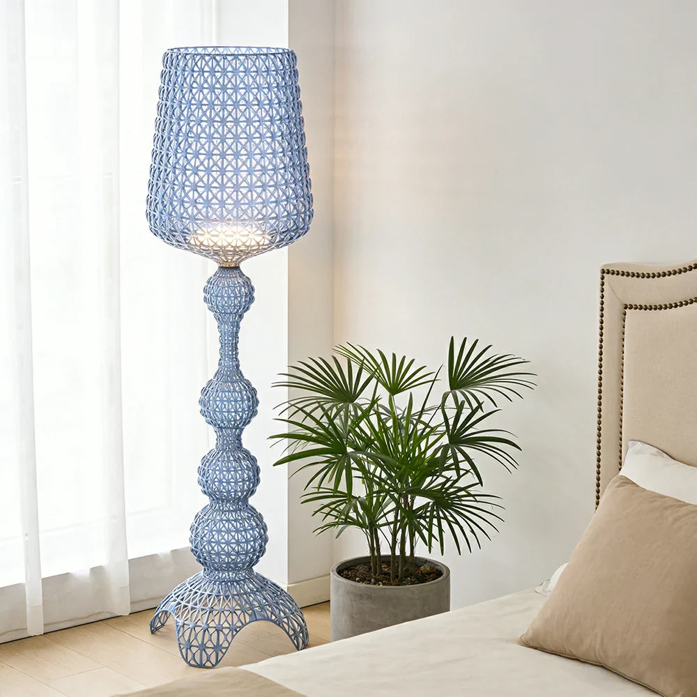 LUXORA Floor Lamp - Elegant Ambient Lighting, Adjustable Light Direction, Fabric Shade, Sturdy Metal Frame - Blue