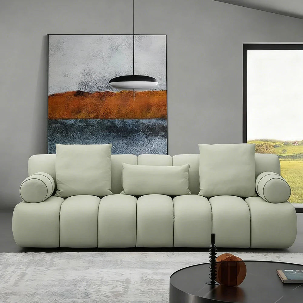 LUXORA Sofa - High-Density Foam, Faux Lambswool Upholstery, Cozy Comfort Design - Green