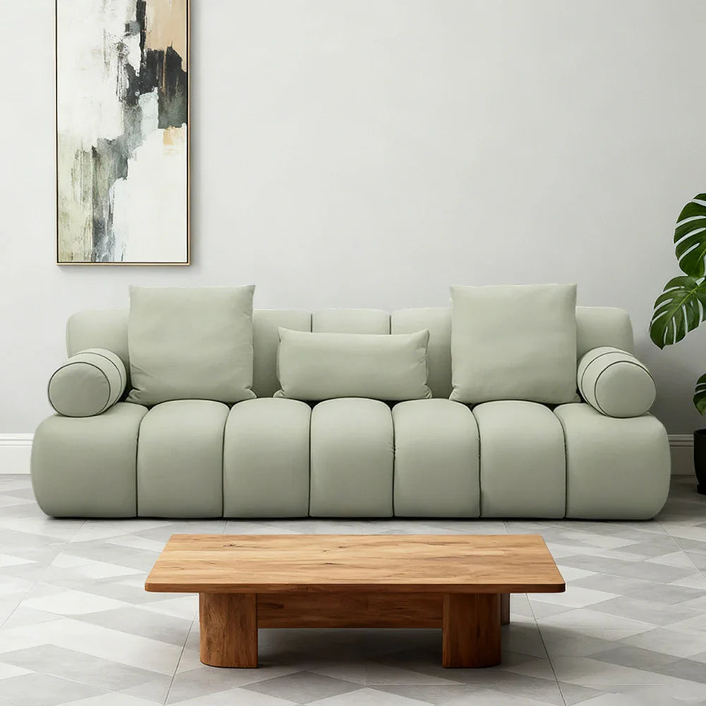 LUXORA Sofa - High-Density Foam, Faux Lambswool Upholstery, Cozy Comfort Design - Green