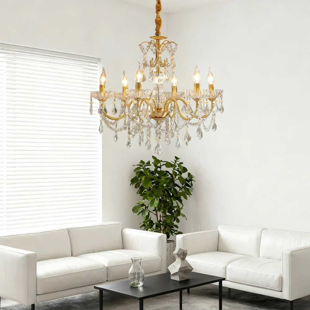 LUXORA 65/75/92cm Crystal Pendant Light High-Quality Iron Frame, Adjustable Height, Crystal Beads, Elegant Light Diffusion